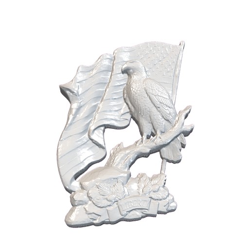 Bald Eagle American Flag Patriotic Banner Rock Base Relief STL 3D CNC Model