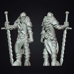 sword1.jpg Free STL file Fantasy medieval knight with great sword・3D printing template to download