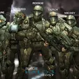 Halo_3_ODST_Members.webp Alpha 9 team heads collection head 3d model halo 3 odst spartan collection