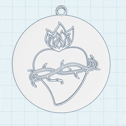 sacred-heart-keychain.png STL file Sacred Heart, Holy Spirit, Divine Love, Crown of Thorns, Crucifixion, Holy Blood, spiritual symbol keychain, charm, pendant, talisman・3D printable model to download, Allexxe