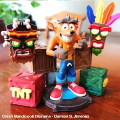 1.jpg Crash Bandicoot Diorama, Uka uka and Aku Aku 3D Printable