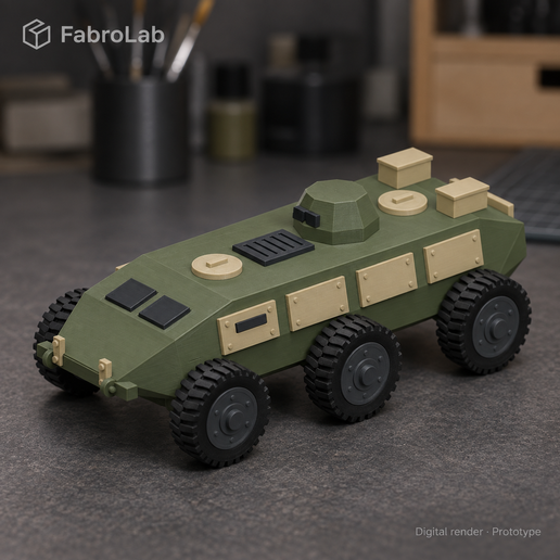 Tactical 6x6 Armored Recon Vehicle — TPU Tires — 4 Color STL & 3MF