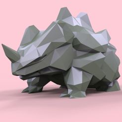 rhyhorn3dprint.107.jpg STL file RHYHORN LOW-POLY POKEMON・3D printing design to download