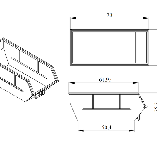 🚧 Construction Waste Container Tiny Model 1:50 7 cmb 1/50・ STL File for ...