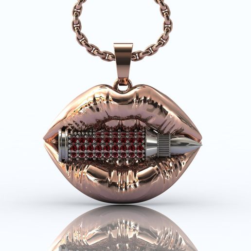 15mm Hot Biting Hip Hop Lips with Bullet Jewelry Pendant