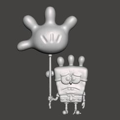 spongebobgloveworld1.jpg STL file SPONGEBOB WITH BALLOON GLOVE WORLD FIGURE MODEL CARTOON・3D print design to download
