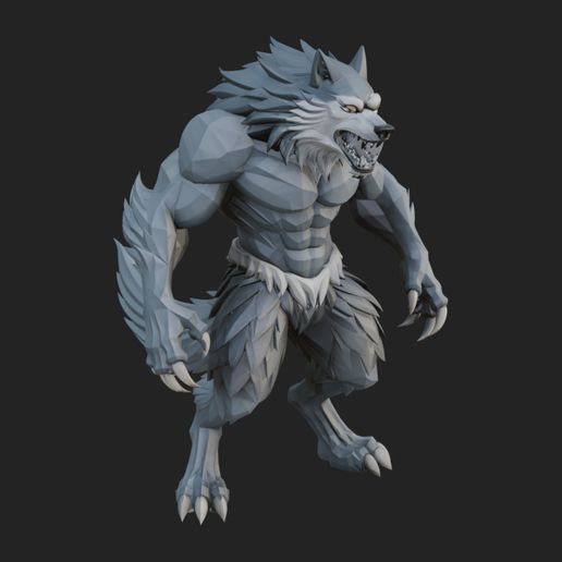 Standing Werewolf Statue Design 4 - 3D Print Model