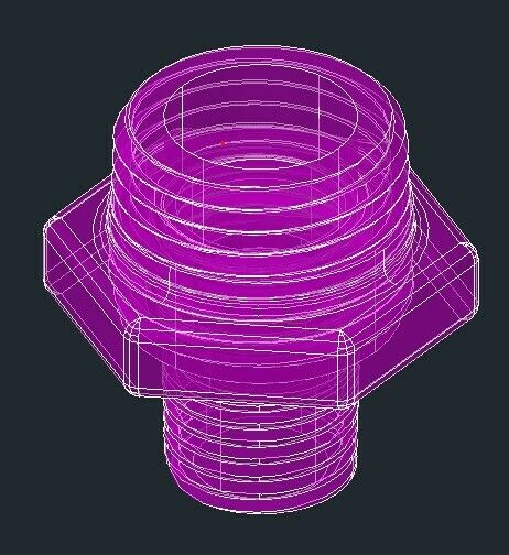 1/2" male to 1/4" male coupling (waterbox aquariums - connect a Waterbox Y nozzle kit)) - 3D model önizlemesi