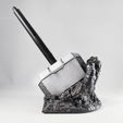06_mjolnir_print_painting.jpg STL file Pen Holder Mjolnir (Wacom Huion)・Model to download and 3D print
