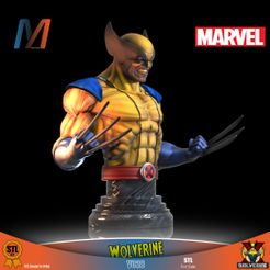 V028_MARVEL_WOLVERINE_BUST_1_Mesa-de-trabajo-1.jpg Fichier STL V038 - BUSTE MARVEL WOLVERINE・Design pour impression 3D à télécharger