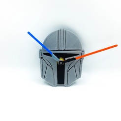 mandalorianclock1.png Fichier STL Horloge murale The Mandalorian inspirée de Star Wars - Edition Mandalorian - Imprimé en 3D・Modèle à imprimer en 3D à télécharger