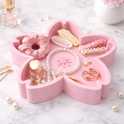 Cherry Blossom Jewelry Tray – Flower Trinket Dish – Sakura Tray STL for 3D Printing