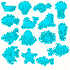 main.png Set de 15 cortapastas de animales marinos