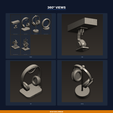 03_angles.png Headphone Stand & Accessories - 6-Model STL Bundle