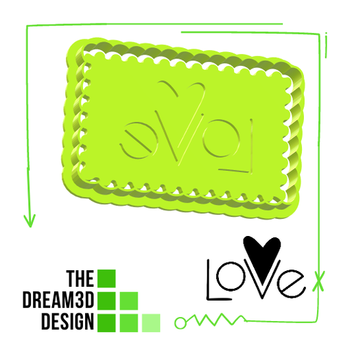 LOVE STAMP COOKIE CUTTER DEBOSSER / COOKIE CUTTER AND EMBOSSER 3D model