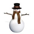 O0.jpg DOWNLOAD SNOWMAN 3D Model - Obj - FbX - 3d PRINTING - Christmas - Noel Christmas
