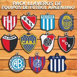 Equipos-de-futbol-Argentino.jpg Fichier STL PACK 11 PORTE-CLÉS "ÉQUIPES DE FOOTBALL ARGENTINES" / PORTE-CLÉS・Design imprimable en 3D à télécharger