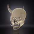 untitled309.png Oni Demon Mask STL – Horned Dark Fantasy Mask 3D Print Model