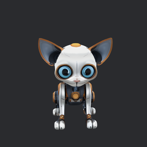 model-8.png Gato robótico futurista - Brinquedo robótico bonito para gatos - modelo de impressão 3-D