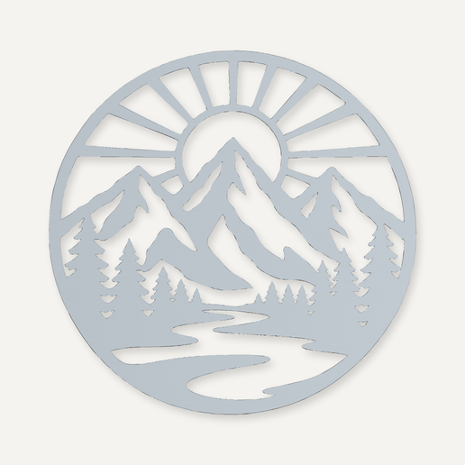 Mountain Sunrise – 3D Printable Wall Art | STL Panel
