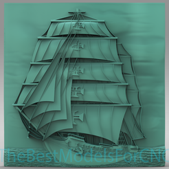 Sailboat-With-Cannons.png 3D Model STL File for CNC Router Laser & 3D Printer Sailboat With Cannons