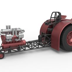 1.jpg 3D file Diecast Pulling tractor with single turbo engine V12 Version 2 Scale 1:25・3D printing design to download