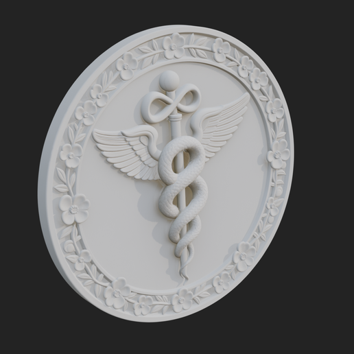 Caduceus Medical Wall Plaque Design 5 - 3D Print Model