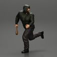 3DG-0002.jpg gangster man in hoodie fears running and holds a baseball bat