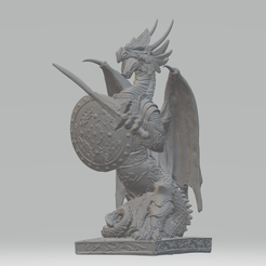 dragon21.png STL file Dragon with sword and shield (STL)・3D printable model to download, TheJoyof3Dprint