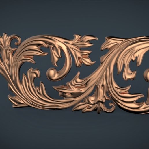 Baroque Acanthus Leaf Scroll Applique Relief / Flourish Onlay STL for CNC & 3D Print