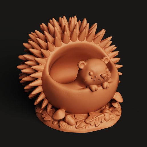 Hedgehog Art Caddy STL | Animal Brush Holder 3D Print | Desk Art