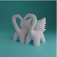 3.png CAT LOVE MODEL COUPLE, CUTE HEART DECORATION 3D MODEL, LOVE GIFT