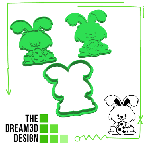 RABBIT WITH EASTER EGG COOKIE CUTTER N DEBOSSER / COOKIE CUTTER 3D model