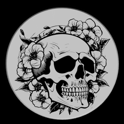 1a.png STL file Floral skull lithopane lightbox - 1・Template to download and 3D print