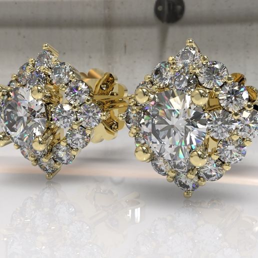 ER1.302.jpg Timothée Diamant Oreille 3D BijouxModèle Imprimable 3D ER4