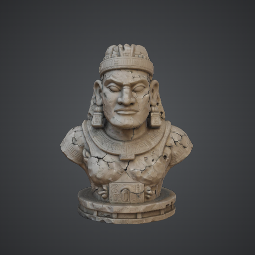 Ancient Mesoamerican Warrior Bust