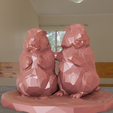 two-standing-marmots-low-poly-1.png marmot twins standing stl 3d print file low poly