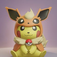 pikachu-flareon-render.jpg Free STL file Pokemon - Pikachu Cosplay Flareon・3D printing model to download