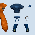 wireframes separated.png Dragon Ball Goku - Outfit - Character Modeling