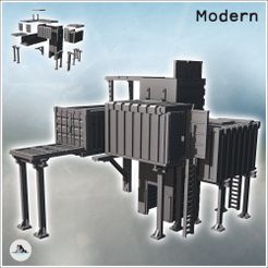 1-PREM.jpg Set von Containern für erhöhten Außenposten auf Metallstelzen mit Zugangsleitern (16) - Modern WW2 WW1 World War Diaroma Wargaming RPG Mini Hobby