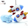 Cutie3D-Click Rocket Fidget Clicker Keychain_08.png Cutie3D Click Rocket Fidget Clicker Keychain - Cute Backpack Keychain