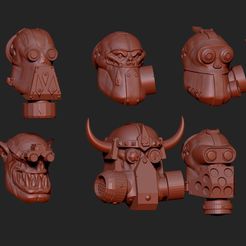 kheads.JPG STL file Orcish Gas Mask Heads Conversoin・3D printable model to download