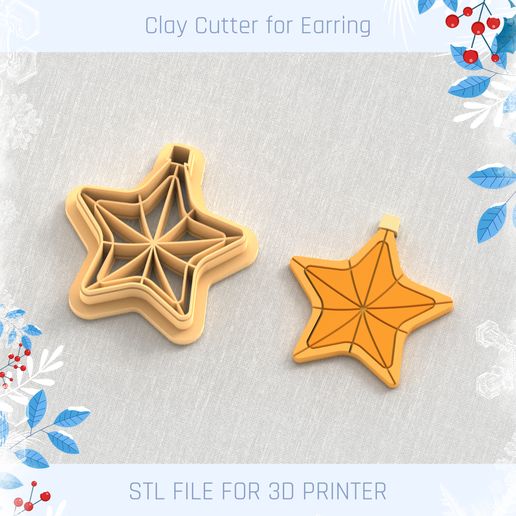 Clay Cutter, Winter Earring Cutters, Christmas Clay Cutters, Mini Clay Cutters 3 Sizes 3D model