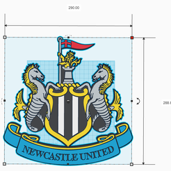 newcastlemeasure.png STL file Newcastle United Coat of Arms with Keyhole for Walls・Design to download and 3D print