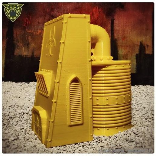 Industrial Pumping House STL - Sci-Fi Chemical Plant & Pumping Station Terrain Pumping Station & Bio-Hazard Building