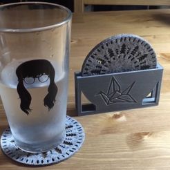 coasterholderr.jpg Archivo STL Posavasos con grúa de origami・Modelo para descargar y imprimir en 3D
