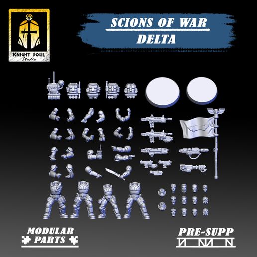 SCIONS OF WAR DEITA 2 > uw ES yh Zz 4 x PRE-SUPP Ld “EN MODULAR # PARTS & Scions of War: Delta One