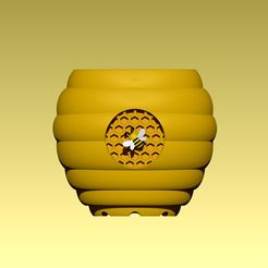 honeypot_front.jpg STL-Datei Honigtopf mit Biene・Design für den 3D-Druck zum Herunterladen