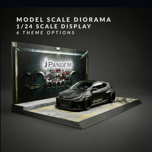 1/24 Scale JDM Performance Garage Diorama – Diecast Car Display Stand