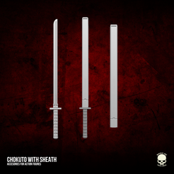 1.png STL file Chokuto with Sheath 3D printable file for Action Figures・Model to download and 3D print